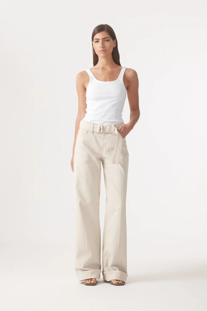 Outland Denim - Mia Cuffed Mid Wide Jean - Rice