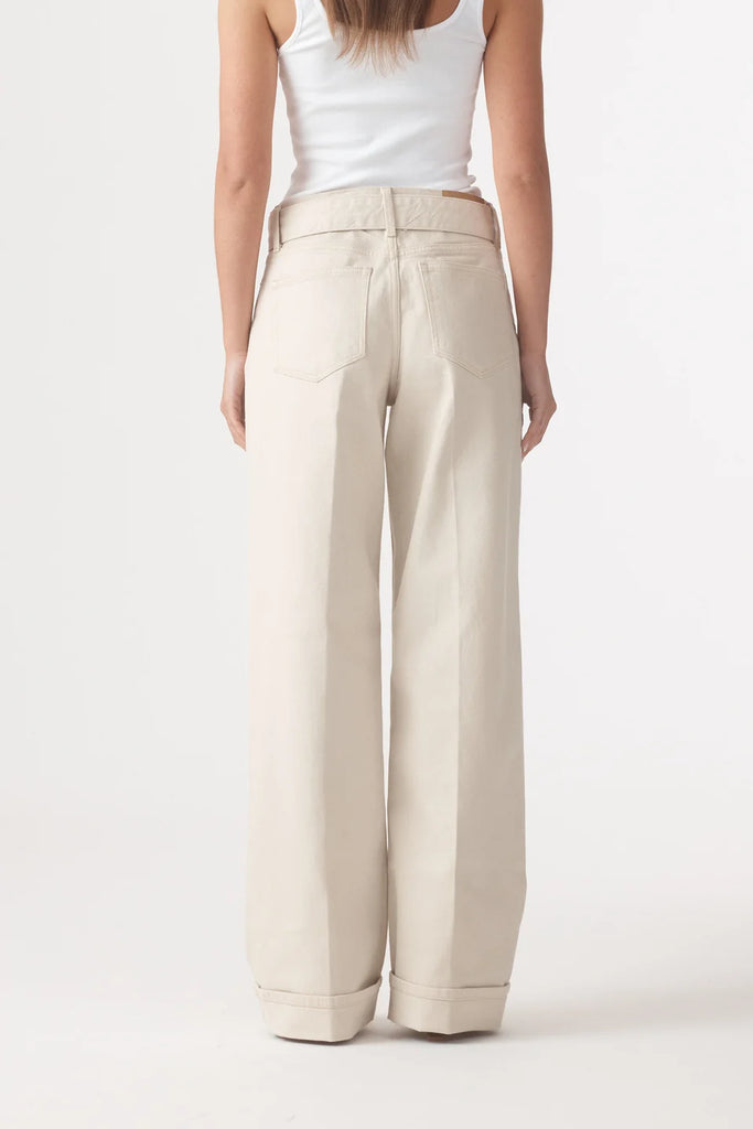 Outland Denim - Mia Cuffed Mid Wide Jean - Rice
