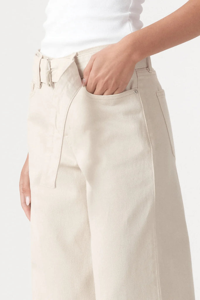 Outland Denim - Mia Cuffed Mid Wide Jean - Rice