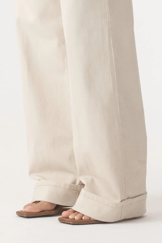 Outland Denim - Mia Cuffed Mid Wide Jean - Rice