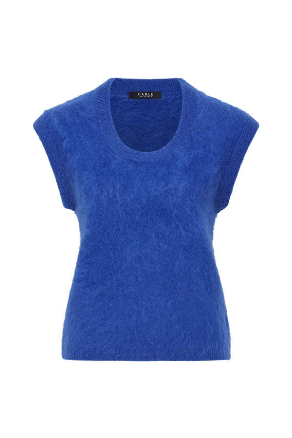 Cable - Brushed Pure Cashmere Top - Sapphire Blue