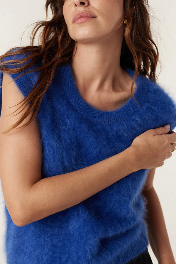 Cable - Brushed Pure Cashmere Top - Sapphire Blue