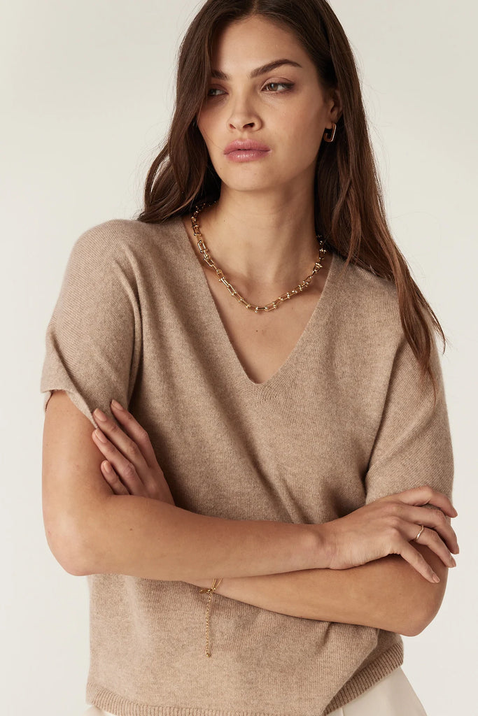Cable - Pure Cashmere Relaxed Top - Biscuit