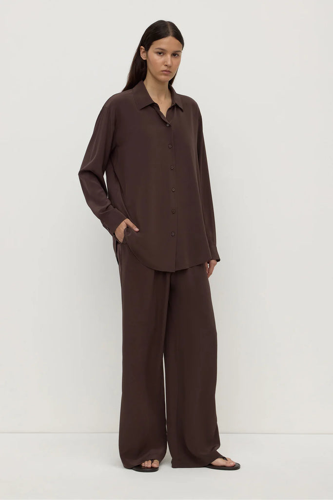 Assembly - Betty Silk  Long Sleeve Shirt - Ganache