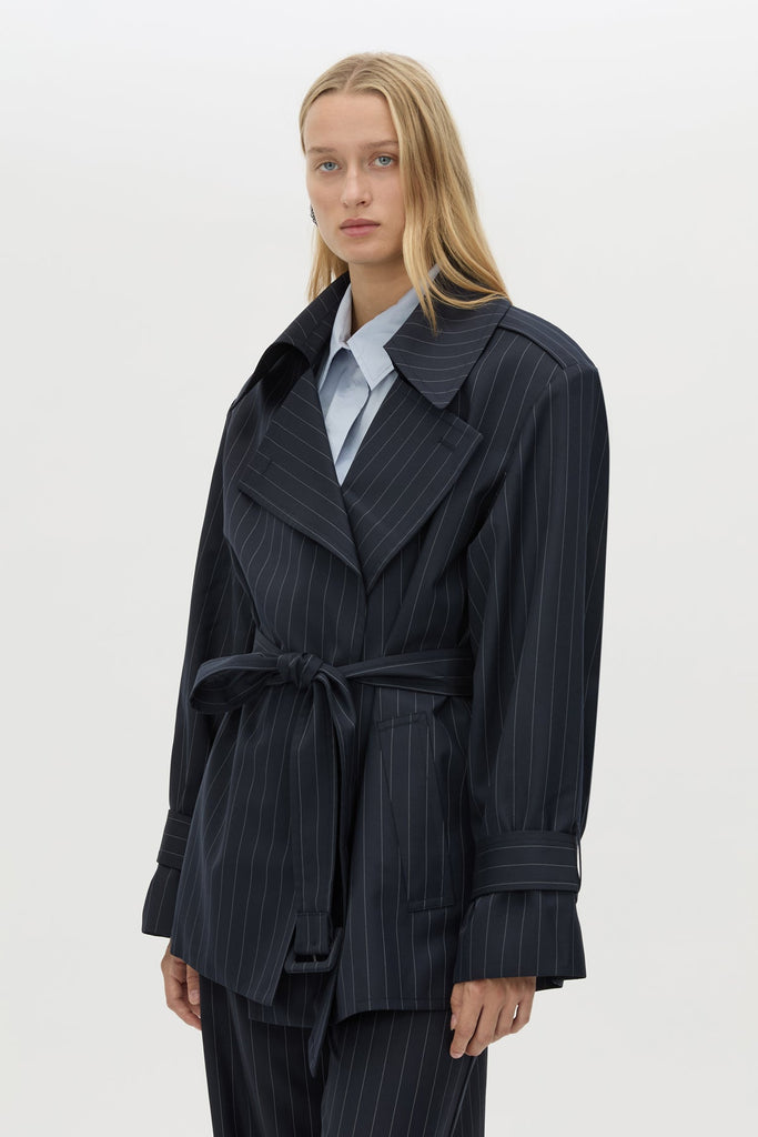 Camilla and Marc - Brody Short Trench Coat - French Navy Stripe
