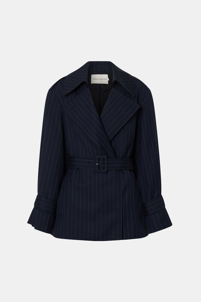 Camilla and Marc - Brody Short Trench Coat - French Navy Stripe