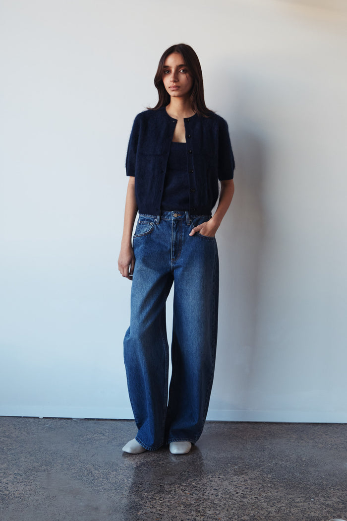 Assembly - Carina Wool Short Sleeve Cardigan - True Navy