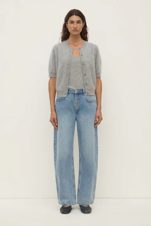 Assembly - Carina Wool Short Sleeve Cardigan - Grey Marle