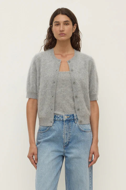Assembly - Carina Wool Short Sleeve Cardigan - Grey Marle