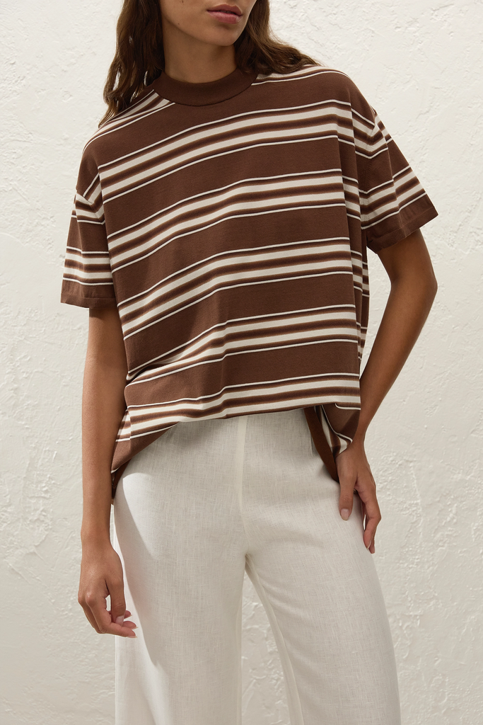 Faithfull The Brand - LE PAZ TOP - OMBRE STRIPE MACRO CAROB