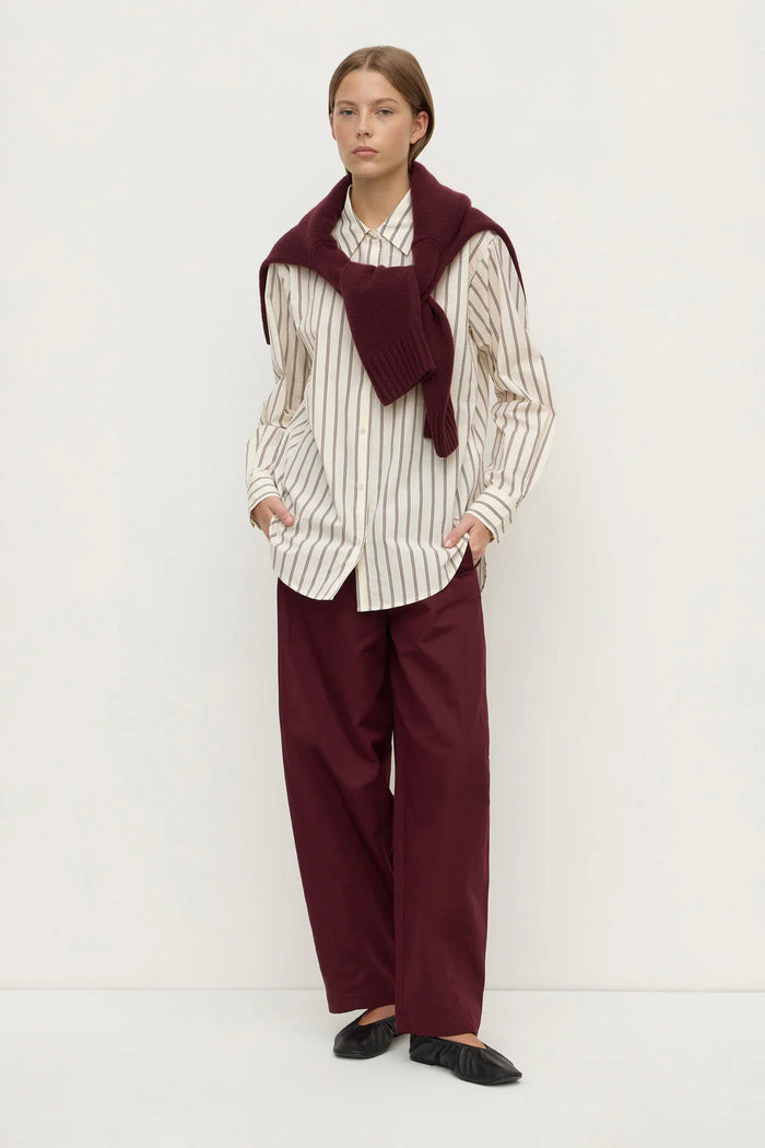 Assembly - Amaro Italian Stripe Long Sleeve Shirt - Merlot/White