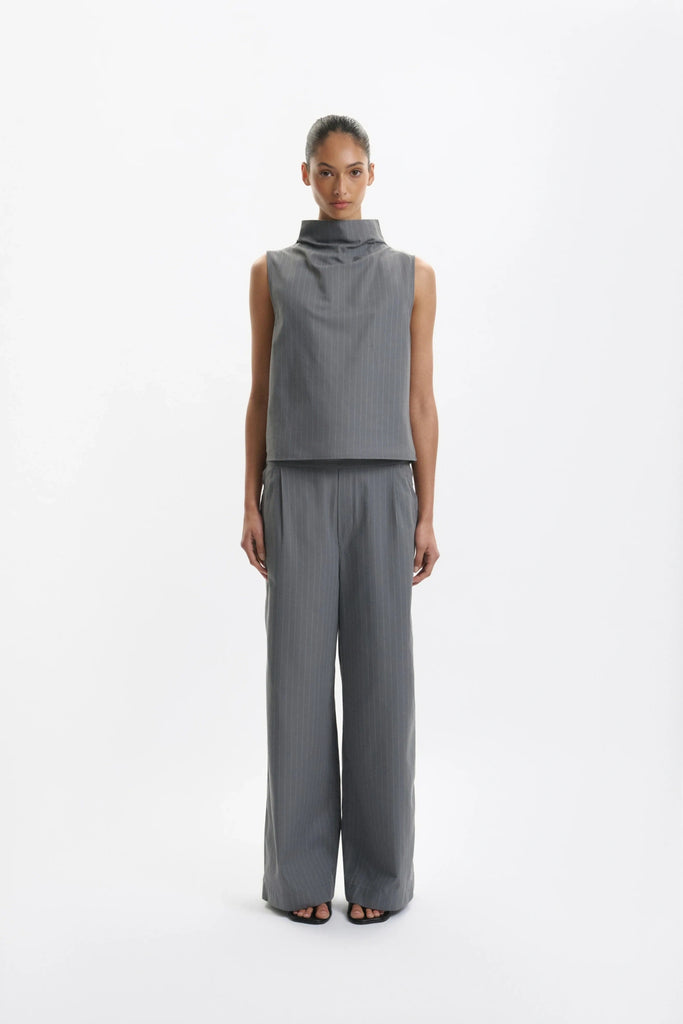 One of Others - Juna Top - Grey Pinstripe