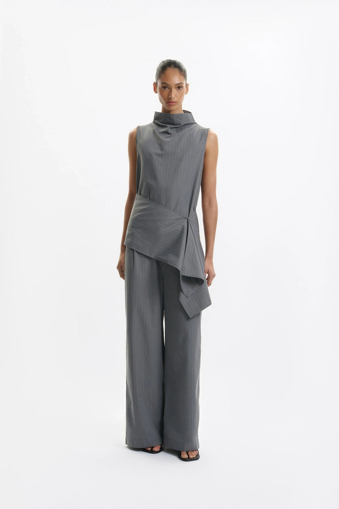 One of Others - Juna Top - Grey Pinstripe