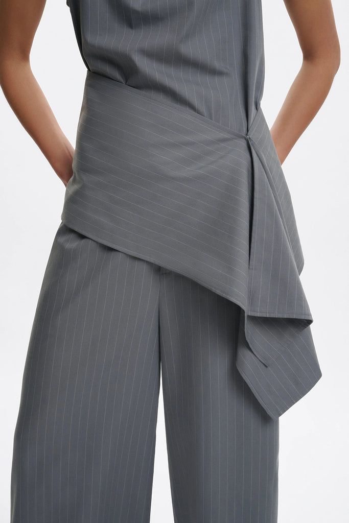 One of Others - Juna Top - Grey Pinstripe