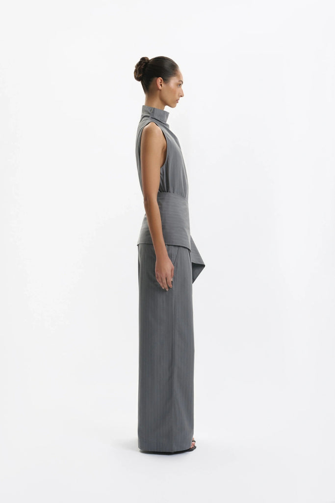 One of Others - Juna Top - Grey Pinstripe