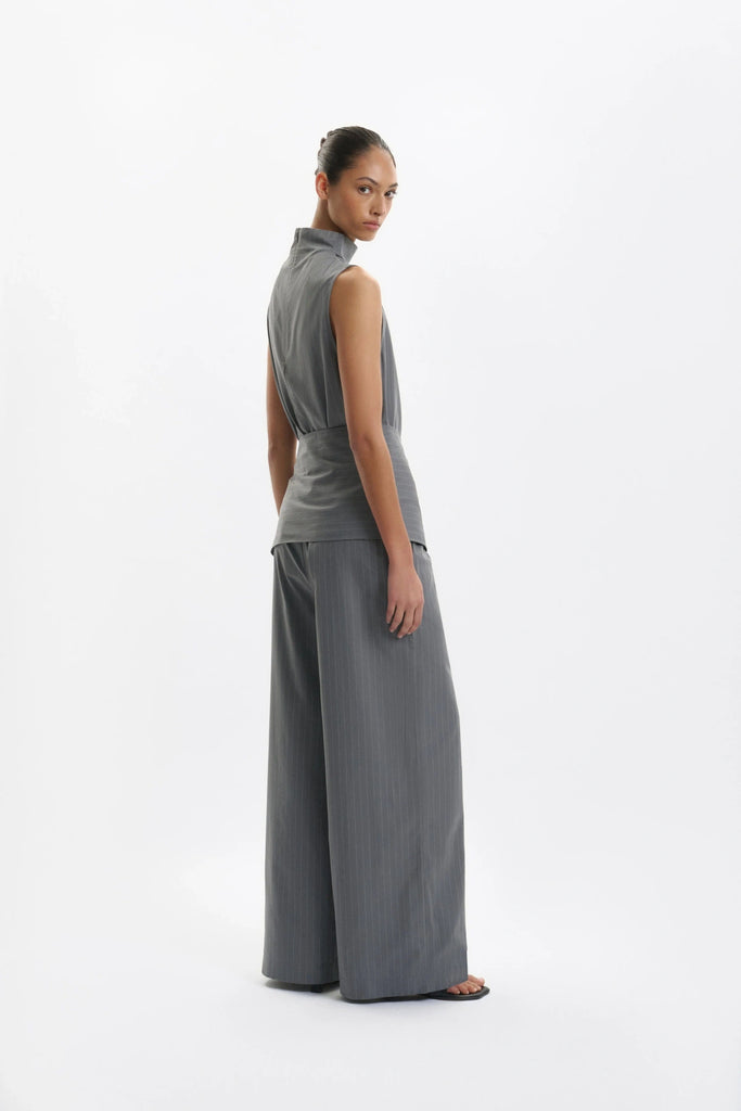 One of Others - Juna Top - Grey Pinstripe