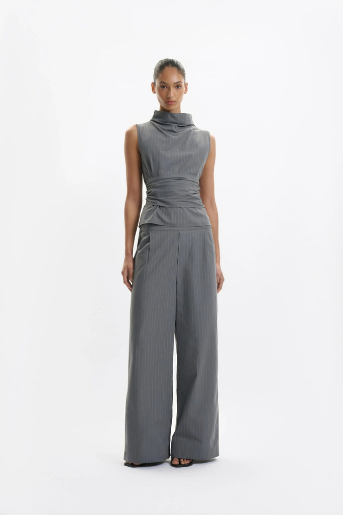 One of Others - Juna Top - Grey Pinstripe