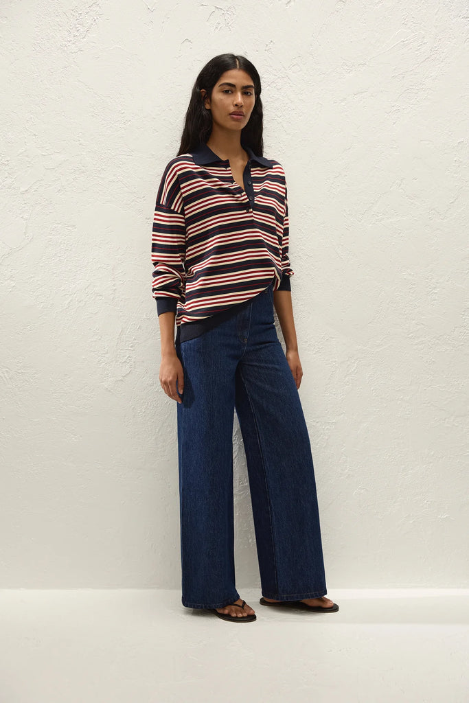 Faithful - Harlow Oversized Polo - Cila Stripe Navy