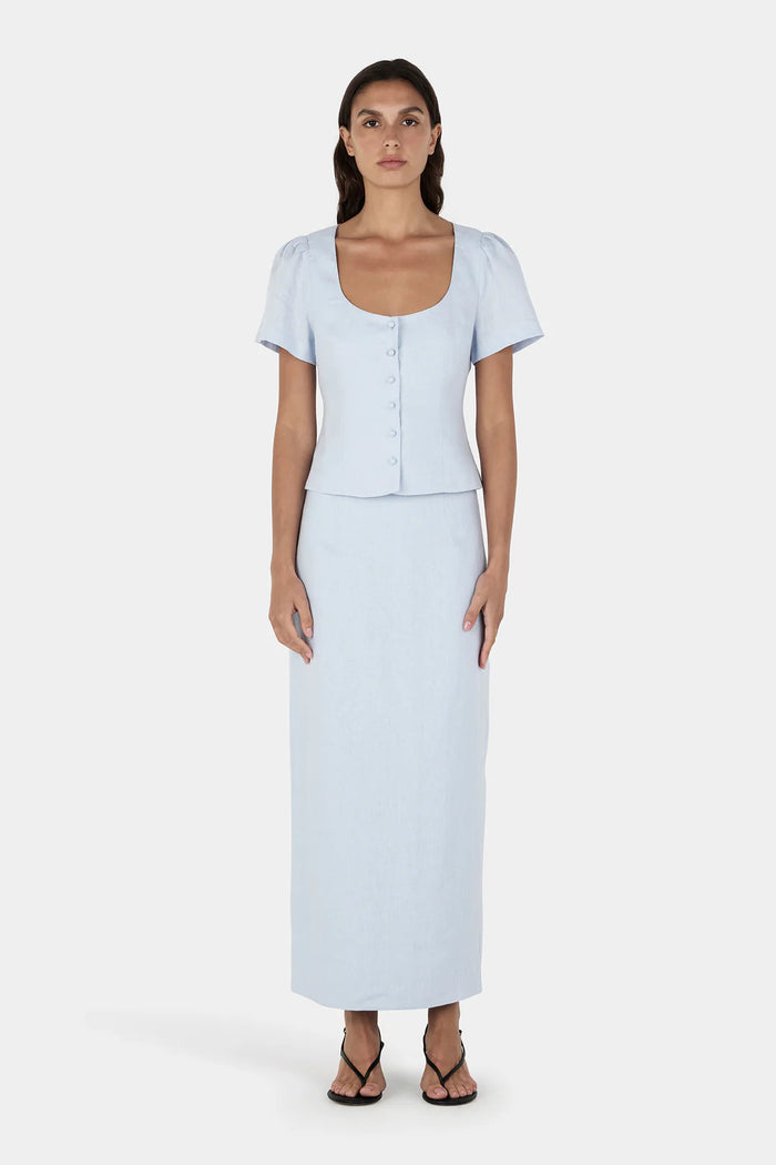 Hansen & Gretel - Marielle Linen Skirt - Baby Blue