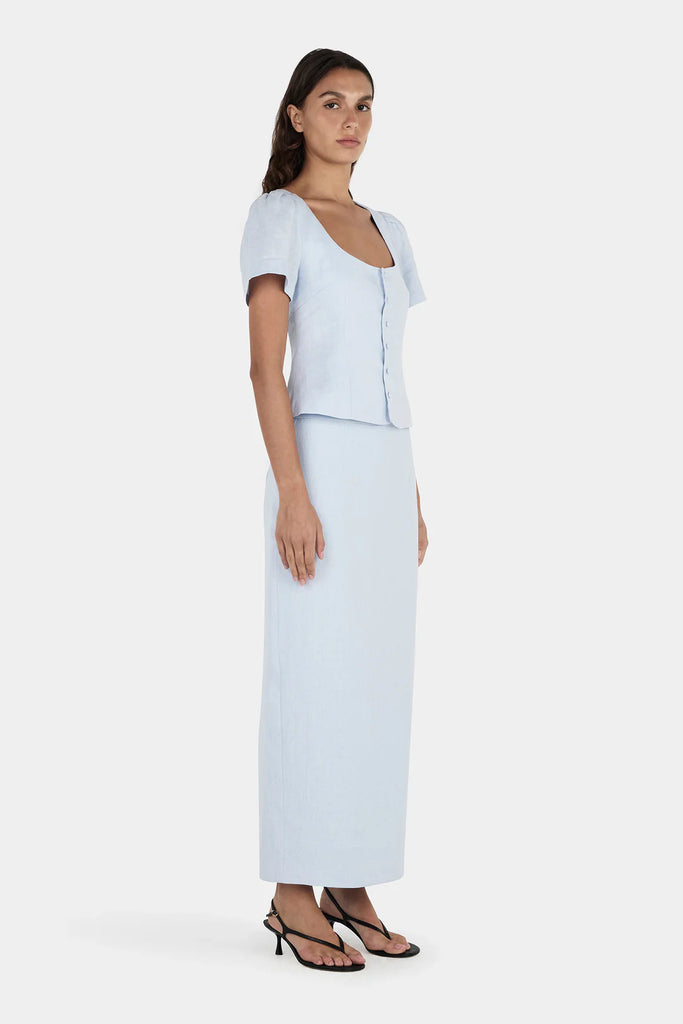 Hansen & Gretel - Sellar Linen Top - Baby Blue