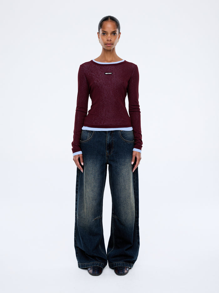 Ena Pelly - Blair Long Sleeve Top - Deep Cherry Red