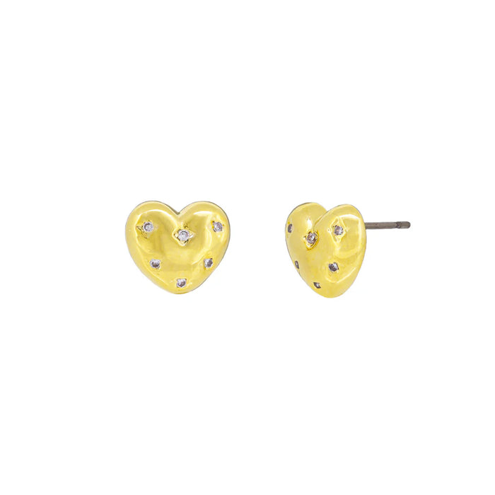 Jolie & Deen - Eponine Heart Studs - Gold