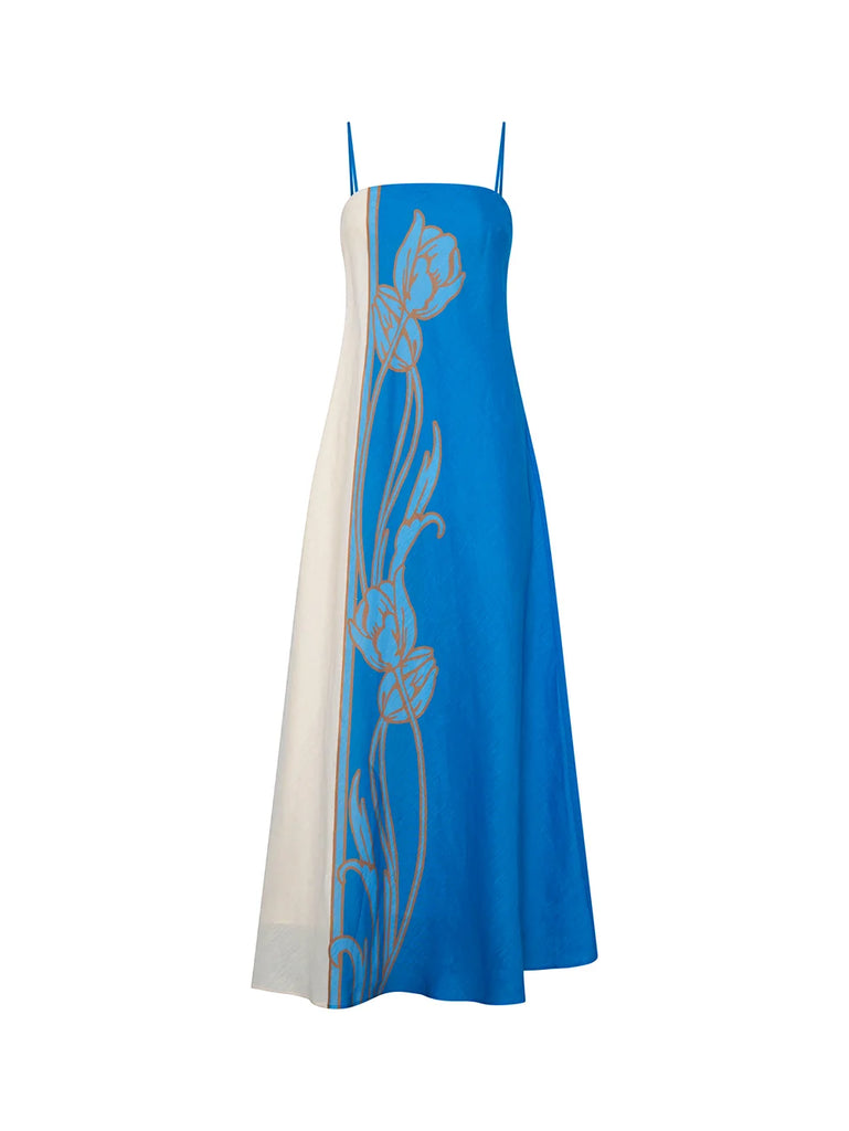 Kivari- Fleur Maxi Dress- Blue Ivory