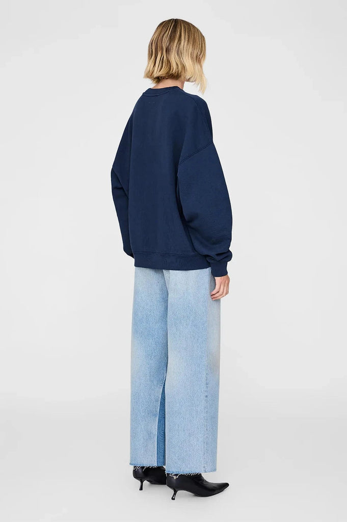 MILES OVERSIZED SWEATSHIRT LETTERMAN - WASHED NAVY