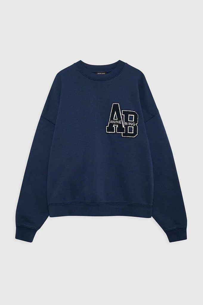 MILES OVERSIZED SWEATSHIRT LETTERMAN - WASHED NAVY
