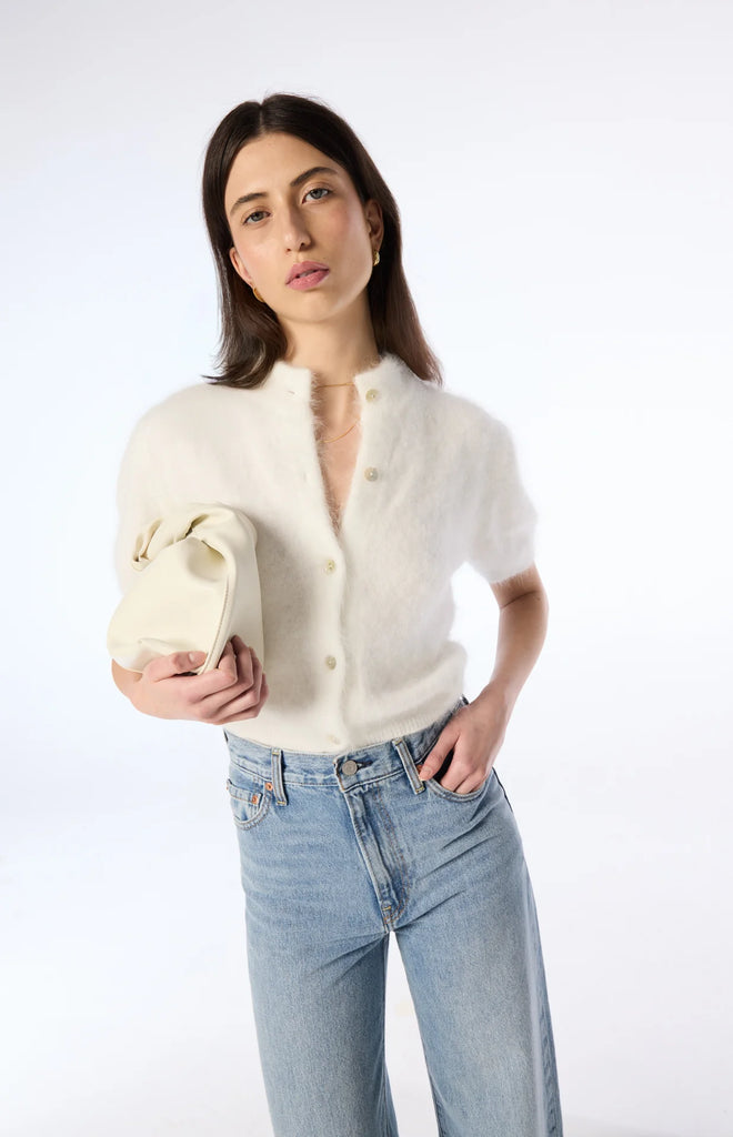 World of Nomad - Claudia Cashmere Short Sleeve Cardigan - Snow