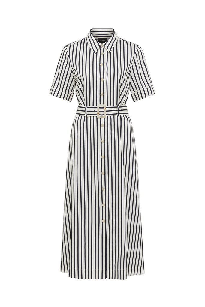 Cable - Lina Stripe Shirt Dress- Navy