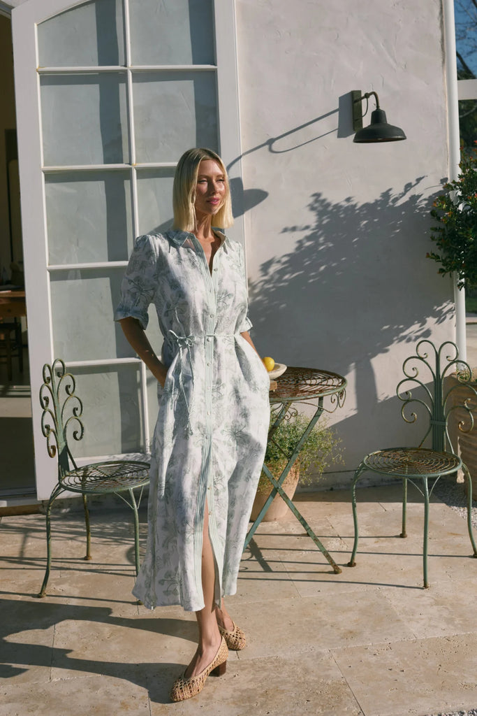 Cable - Avondale Linen Dress - Palm Print
