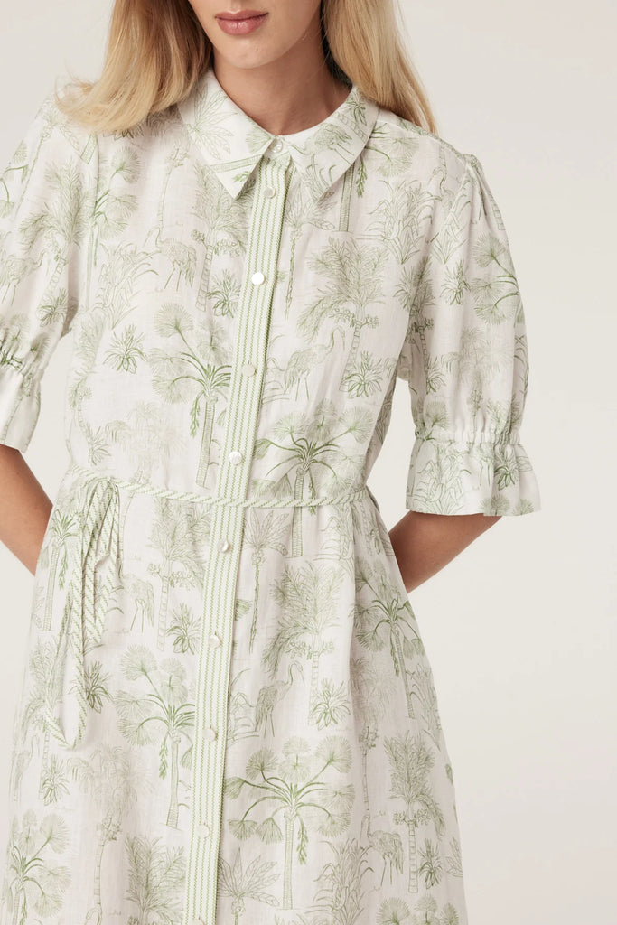 Cable - Avondale Linen Dress - Palm Print