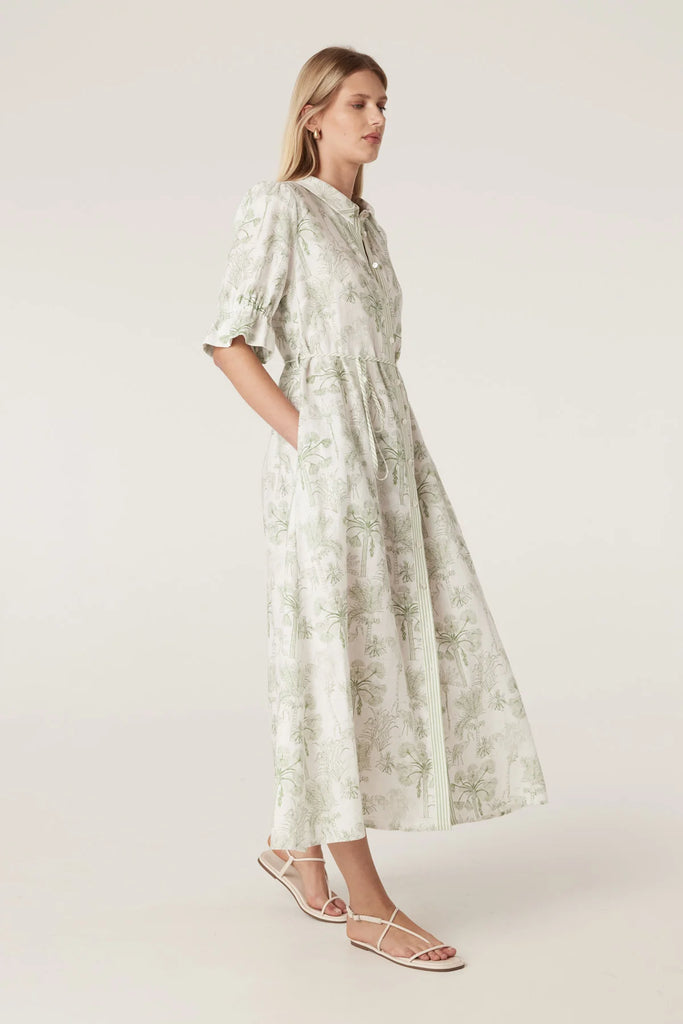 Cable - Avondale Linen Dress - Palm Print