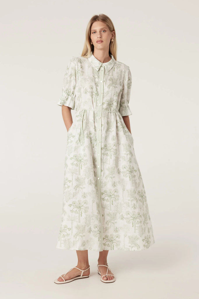 Cable - Avondale Linen Dress - Palm Print