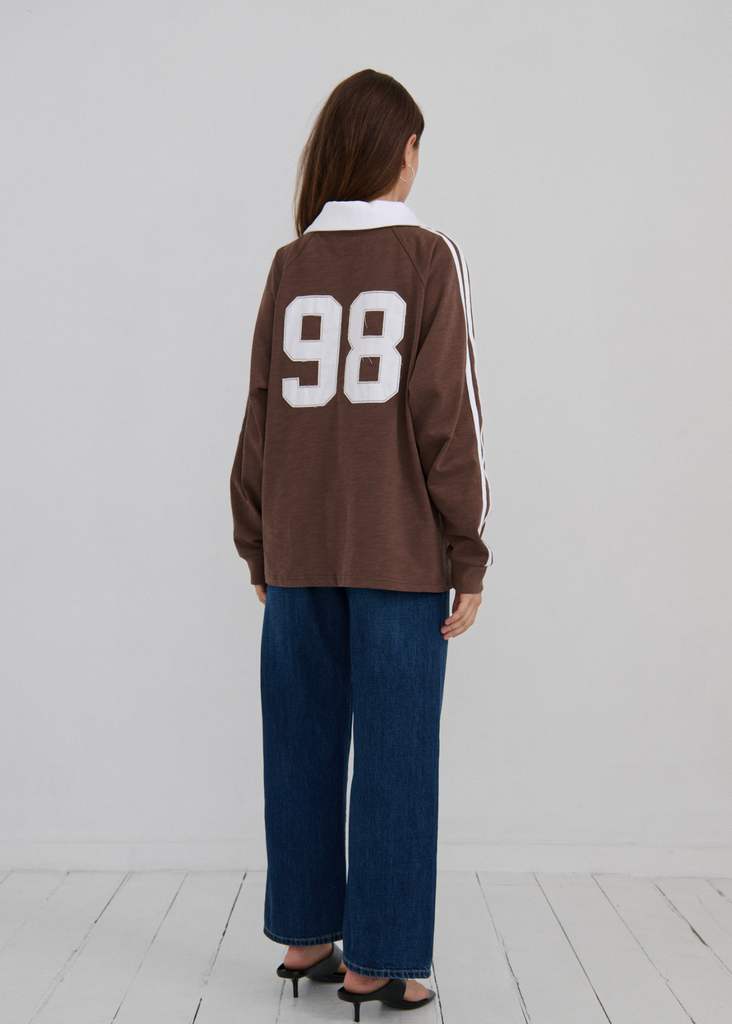 Pinky & Kamal- Long Sleeve Sport Jersey- Brown/ White (Pre-Order)