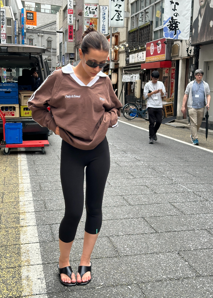Pinky & Kamal- Long Sleeve Sport Jersey- Brown/ White (Pre-Order)