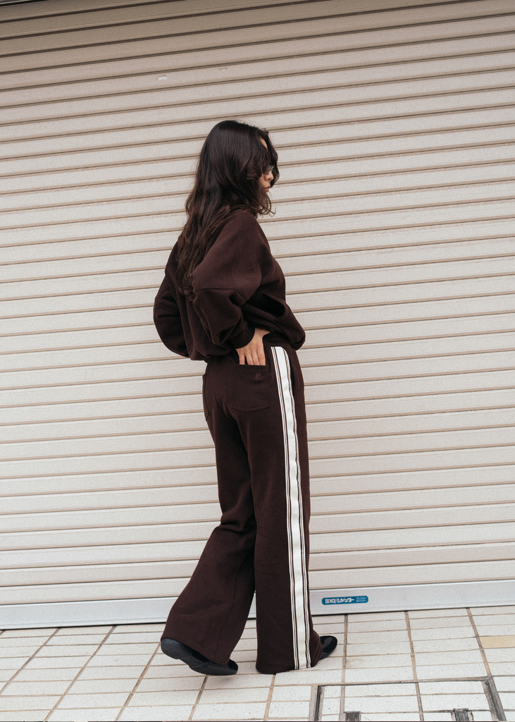 Pinky & Kamal- Side Stripe Trackpant- Chocolate Brown (Pre-Order)