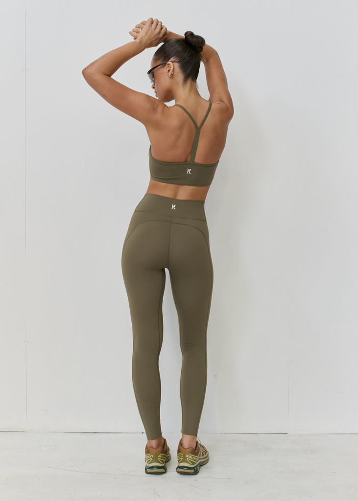 Pink & Kamal- Racer Crop- Khaki (Pre-Order)