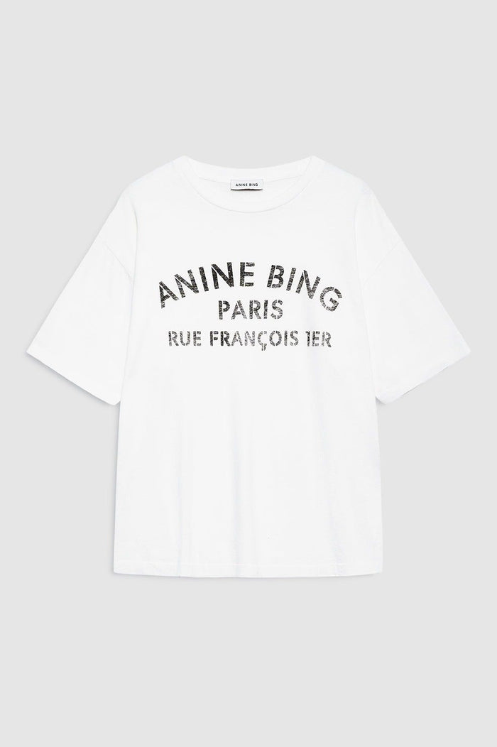 Anine Bing - COHEN TEE PARIS STENCIL - IVORY