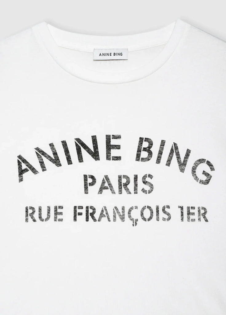 Anine Bing - COHEN TEE PARIS STENCIL - IVORY