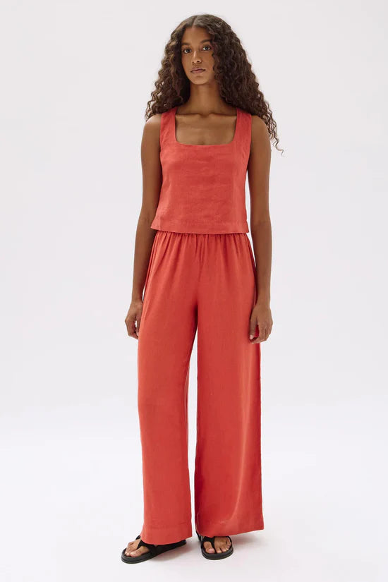 Assembly - Georgina Linen Top - Papaya