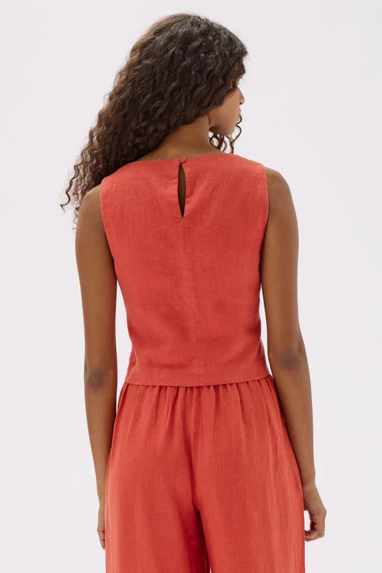 Assembly - Georgina Linen Top - Papaya