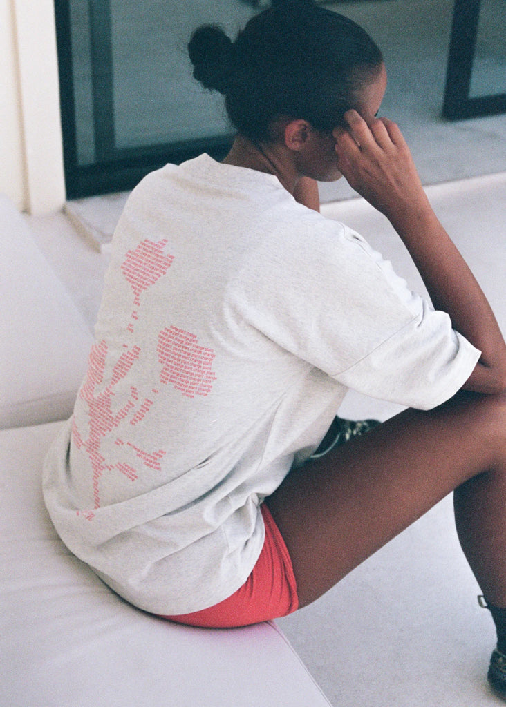 Pinky & Kamal- Plant Change Tee- Grey Marle- Red