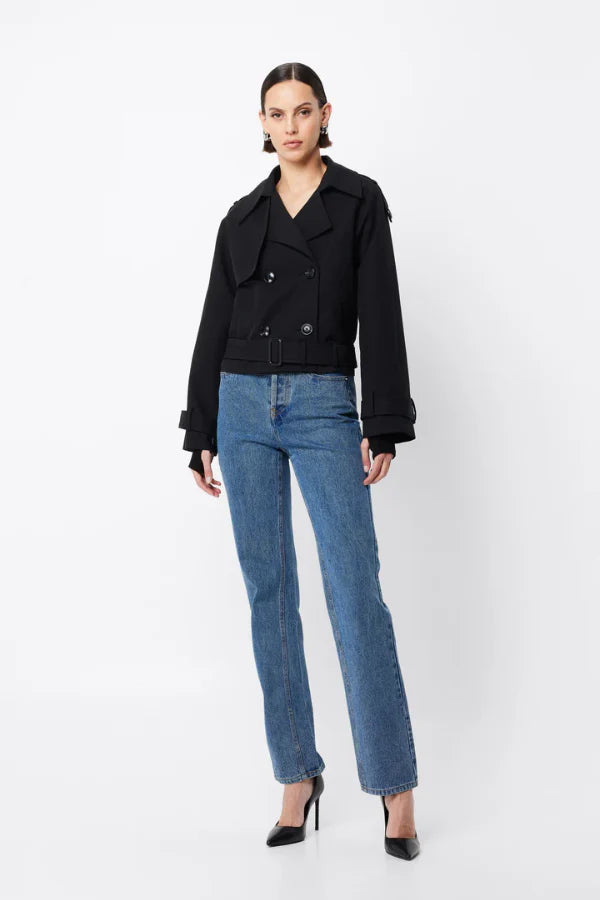 Mossman - Franklin Cropped Trench - Black