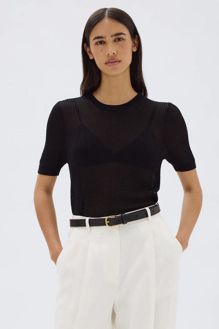 Assembly- Belle Knit- Short Sleeve Tee-Black