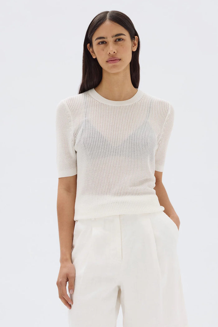 Assembly- Belle Knit- Short Sleeve  Tee- Cream