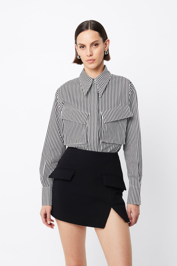 Mossman - Tudor Shirt - Black/White Stripe