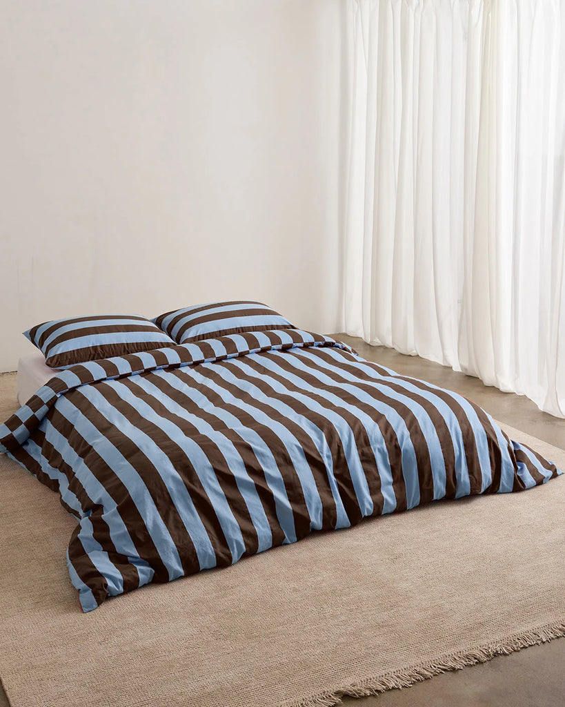 Hommey - Quilt Cover - Iced Chocolate Stripes (Online Only)