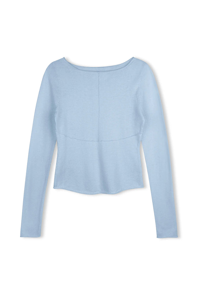 Zulu & Zephyr- Panelled Long Sleeve Knit Top- Powder Blue